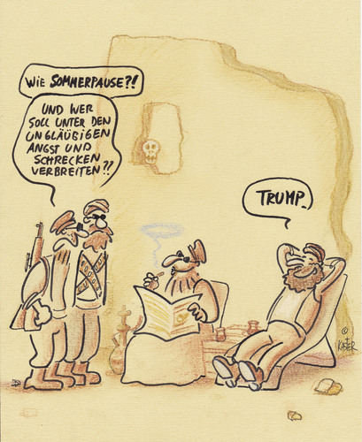 Cartoon: sommerpause (medium) by Petra Kaster tagged amerika,wahlen,trump,islamismus,demokratie,terror,amerika,wahlen,trump,islamismus,demokratie,terror