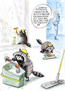 Cartoon: putzkräfte (small) by Petra Kaster tagged alter,senioren,pflegeheime,seniorenheime,pflegekräfte,tiere,waschbären,zoo,zeitarbeitsfirmen,mindestlohn,putzkräfte,reinigungsfirmen