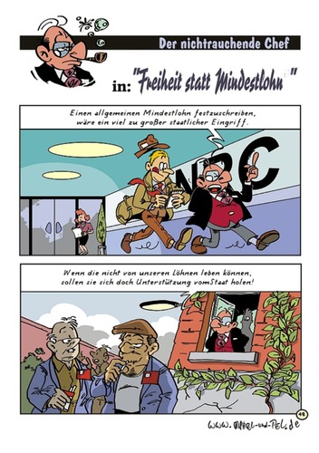 Cartoon: Freiheit statt Mindestlohn! (medium) by Marcel und Pel tagged mindestlohn,hungerlöhne,aufstocker,hartziv,subventionen,manager,chef,arbeitnehmer,arbeitgeber,ausbeutung,klassenkampf,sozialabbau,neoliberalismus