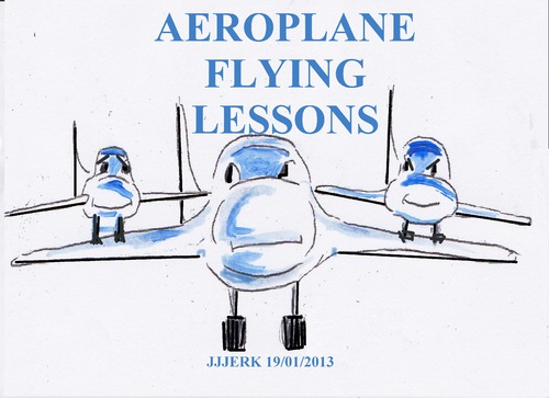 Cartoon: Aeroplane flying lessons (medium) by jjjerk tagged aeroplane,landing,cartoon,caricature,airport,blue,lesson