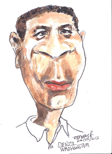 Cartoon: Denzel Washington (medium) by jjjerk tagged denzel,washington,actor,american,cartoon,caricature,film,movie