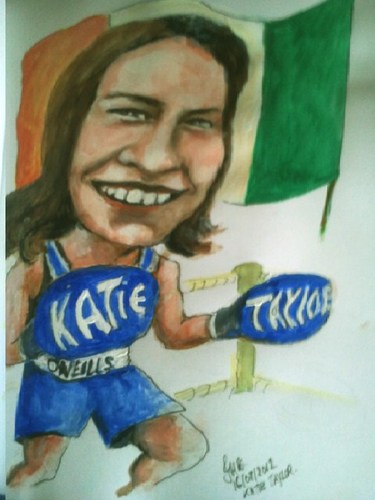 Cartoon: Katie Taylor (medium) by jjjerk tagged medal,gold,olympic,caricature,cartoon,wicklow,bray,ireland,irish,taylor,katie