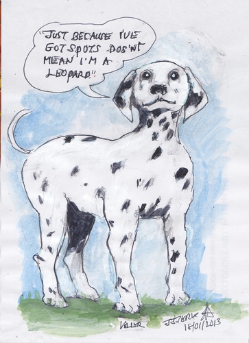 Cartoon: Killer (medium) by jjjerk tagged killer,bergins,quest,dalmation,spots,ireland,cartoon