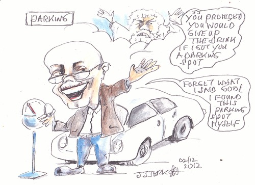 Cartoon: Parking (medium) by jjjerk tagged blue,brown,god,wheels,metre,car,jjjerk,caricature,parking,cartoon