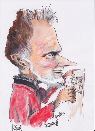 Cartoon: Peter (medium) by jjjerk tagged peter,coolock,library,art,group,red,caricature,cartoon,irish,ireland,artist,painter,beard