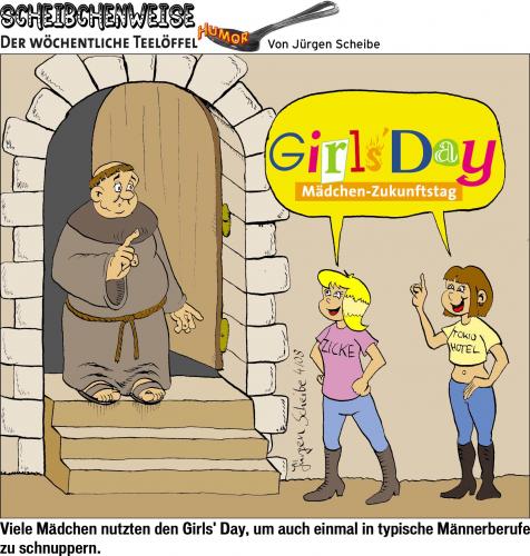 Cartoon: Girls Day (medium) by Scheibe tagged girls,day,zukunftstag,mädchen,mönch,kloster,beruf,schnupperkurs