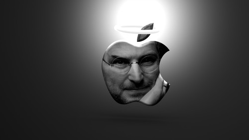 Cartoon: Steve Jobs 1955 - 2011 Apple 1 (medium) by dmamnesia tagged mac,2011,1955,apple,angel,jobs,steve