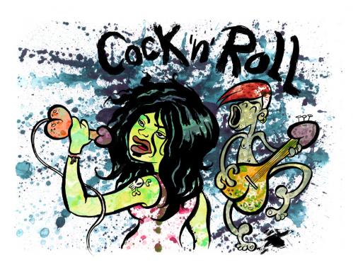 Cartoon: cock n roll (medium) by moritz stetter tagged rock,roll