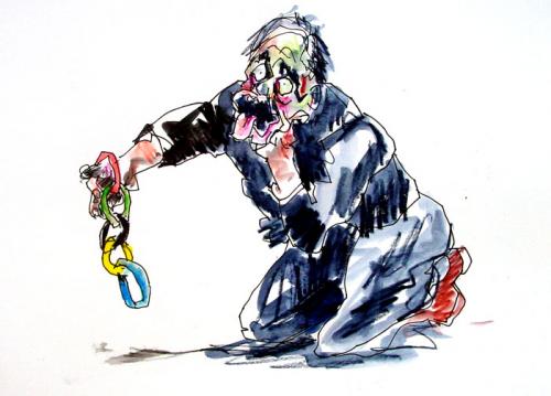 Cartoon: selbst - olympisch (medium) by dreifusz tagged olympiade,brot,und,spiele