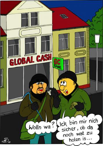 Cartoon: Banküberfall? (medium) by MiS09 tagged banken,banküberfall,einbruch,kriminelle