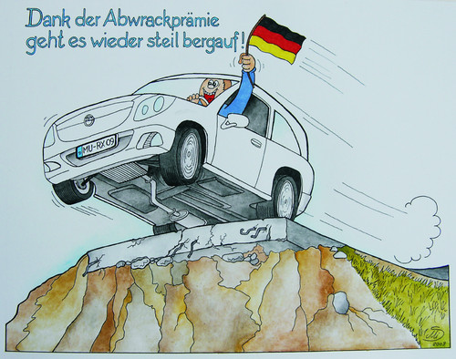 Cartoon: Die Abwrackprämie (medium) by MiS09 tagged auto,umweltprämie,abwrackprämie,ende