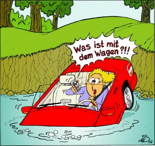 Cartoon: Die Sorge um das Liebste (medium) by MiS09 tagged auto,panne,unfall,verkehr
