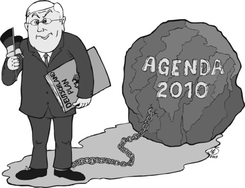 Cartoon: vorwärts und schnell vergessen (medium) by MiS09 tagged wahl,agenda2010,steinmeier,spd,deutschlandplan,vollbeschäftigung,mindestlohn