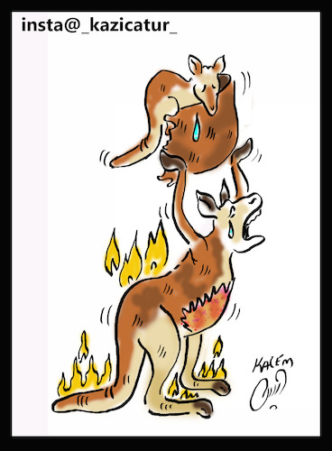 Cartoon: Australia fires (medium) by Hossein Kazem tagged australia,fires