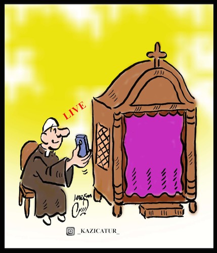Cartoon: confessional box (medium) by Hossein Kazem tagged confessional,box