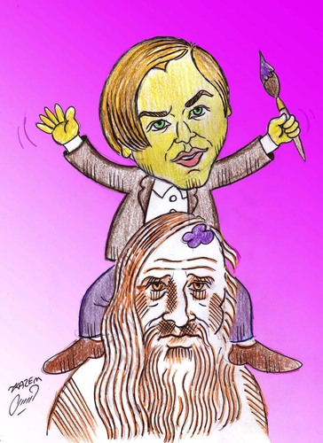 Cartoon: dicaprio and davinci (medium) by Hossein Kazem tagged leonardo,dicaprio,and,davinci