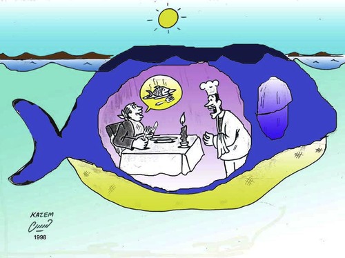 Cartoon: fish in fish (medium) by Hossein Kazem tagged fish,in