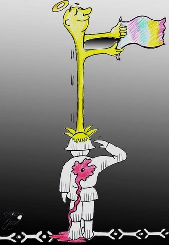 Cartoon: flag (medium) by Hossein Kazem tagged flag