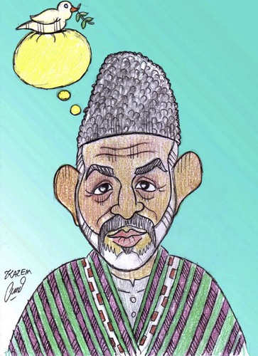 Cartoon: Hamid Karzai (medium) by Hossein Kazem tagged hamid,karzai