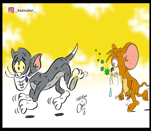 Cartoon: jerry v tom (medium) by Hossein Kazem tagged jerry,tom,corona