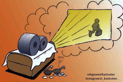 Cartoon: kiarostami (medium) by Hossein Kazem tagged kiarostami