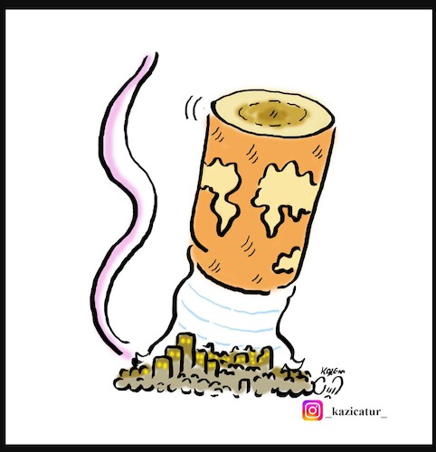 Cartoon: latest smoke (medium) by Hossein Kazem tagged no,war