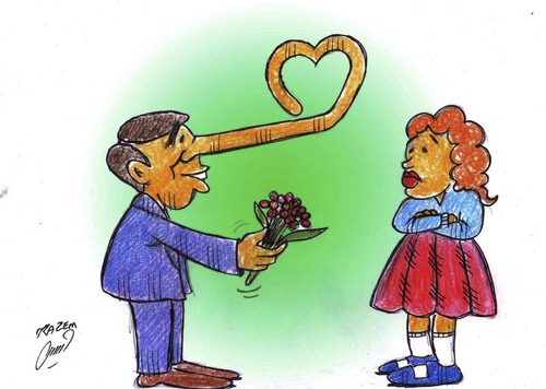 Cartoon: lie in love (medium) by Hossein Kazem tagged lie,in,love