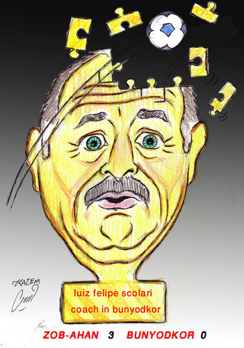 Cartoon: luiz felipe scolari (medium) by Hossein Kazem tagged luiz,felipe,scolari