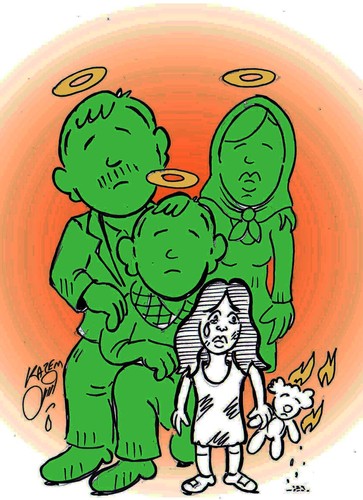Cartoon: my family in war (medium) by Hossein Kazem tagged my,family,in,war