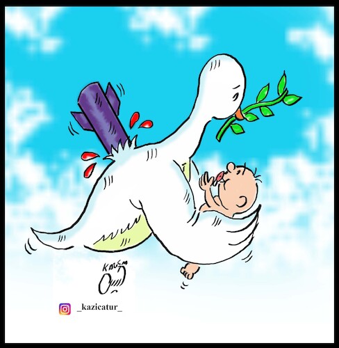 Cartoon: peace bird (medium) by Hossein Kazem tagged peace,bird