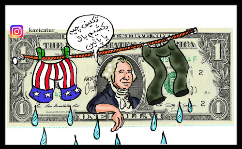 Cartoon: price of dollar in iran (medium) by Hossein Kazem tagged price,of,dollar,in,iran