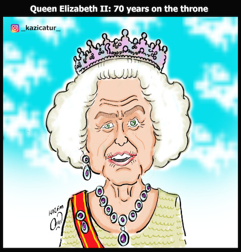 Cartoon: Queen Elizabeth II (medium) by Hossein Kazem tagged queen,elizabeth,ii