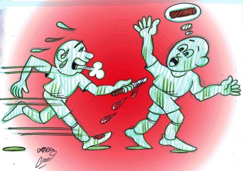 Cartoon: running (medium) by Hossein Kazem tagged running