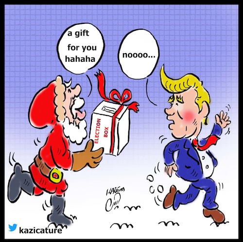Cartoon: Santa Claus and trump (medium) by Hossein Kazem tagged santa,claus,and,trump