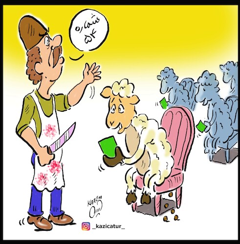 Cartoon: sheep (medium) by Hossein Kazem tagged sheep