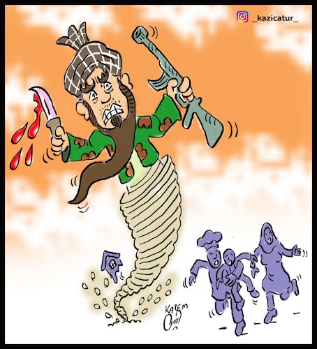 Cartoon: taliban in afghanistan (medium) by Hossein Kazem tagged taliban,in,afghanistan