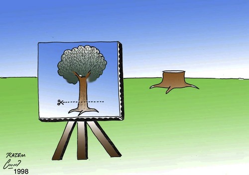Cartoon: tree (medium) by Hossein Kazem tagged tree