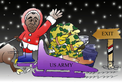 Cartoon: US exit from Iraq (medium) by Hossein Kazem tagged us,exit,from,iraq