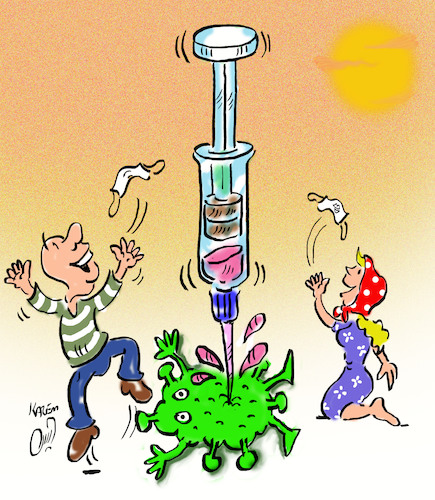Cartoon: vaxine (medium) by Hossein Kazem tagged vaxine