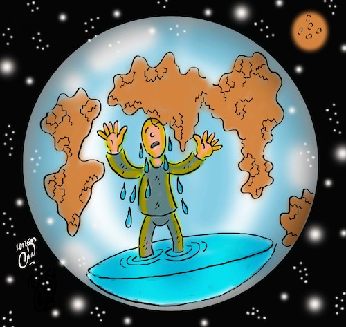 Cartoon: weather is warm (medium) by Hossein Kazem tagged weather,is,warm