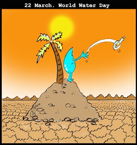 Cartoon: World Water Day (medium) by Hossein Kazem tagged water,earth,land