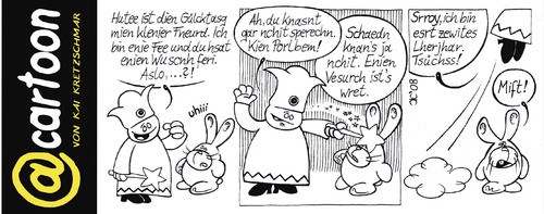 Cartoon: Der Feen-Lehrling (medium) by kunstkai tagged wunsch,zauberei,niedlich,sprachfehler,hase,feensprache,glückstag,rammler,der,fee,kunstkai,etcar,etcartoon