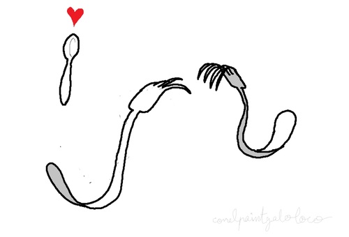 Cartoon: spoon love (medium) by parentheses tagged love,spoon,fork