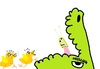 Cartoon: crocodile (small) by parentheses tagged crocodile,puppet,chicken