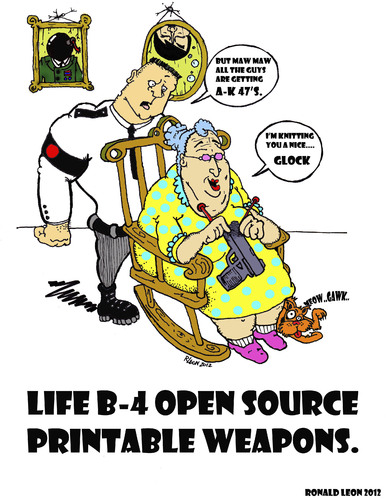 Cartoon: i-gun...4 the killer in U4g. (medium) by DaD O Matic tagged cnc,3dprinter,opensource,gun,printableweapons