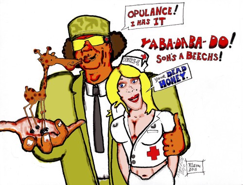 Cartoon: Muammar Gaddafi (medium) by DaD O Matic tagged gaddifi,libya,drone,missle