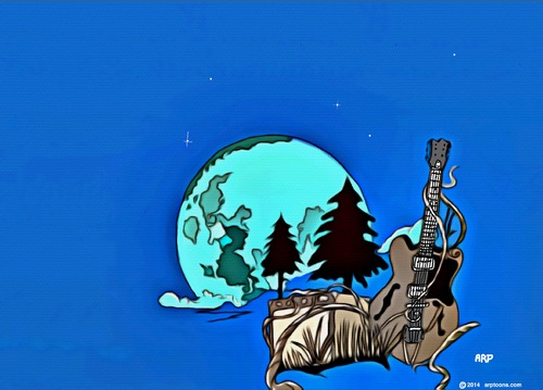 Cartoon: blue scene (medium) by tonyp tagged arp,artoons,music,blue,guitar,sunset,scene
