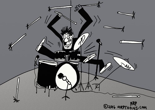 Cartoon: DRUM STICKS (medium) by tonyp tagged arp,sticks,wall,loose,drums