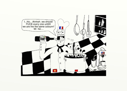 Cartoon: Same Colour (medium) by tonyp tagged color,colour,shelf,chef,arptoons