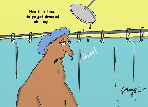 Cartoon: showering (medium) by tonyp tagged arp,cartoons,ink,pencil,tonyp,old,man,water,polo